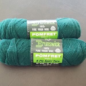 Brunswick Pomfret Green Wool Yarn Bundle of 2